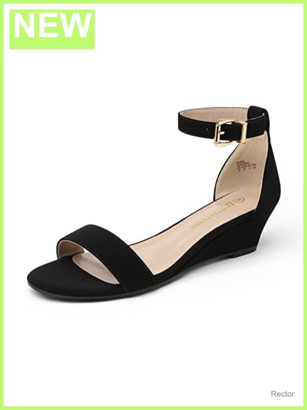 Women's Ankle Strap Low Wedge Sandal Faux Suede Cushioned Insole